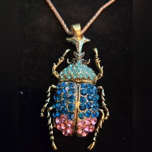 Multicolor Beetle Pendant Necklace